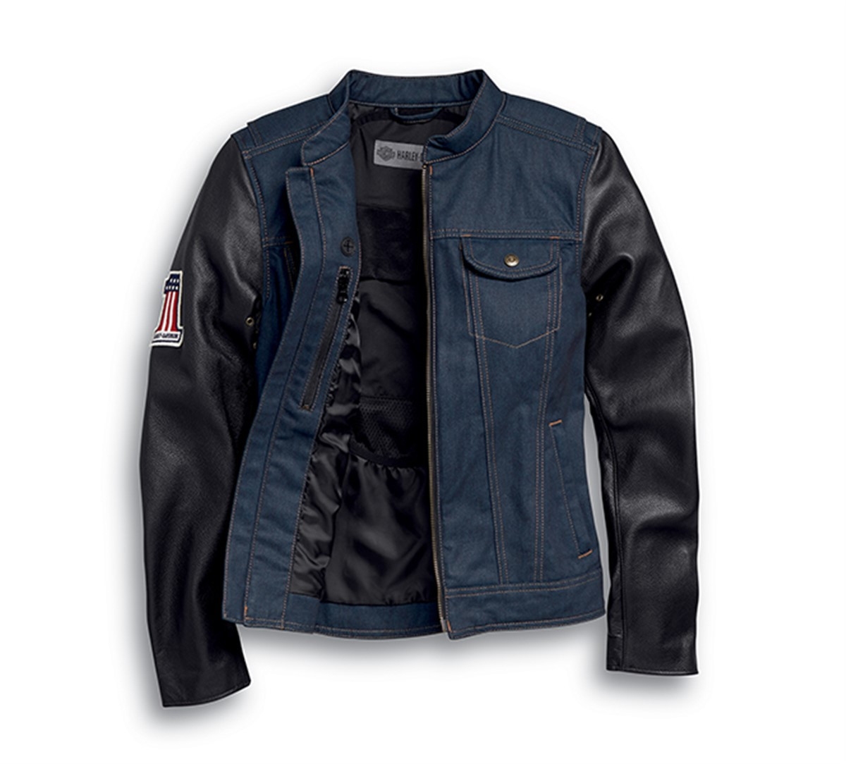 Damen Motorrad Jeansjacke Arterial 1 Blau Schwarz Harley Davidson